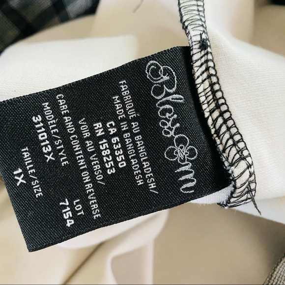 NEW Blossom Black & white checkered print Pull on skinny pants Plus Size 1X - Picture 7 of 10